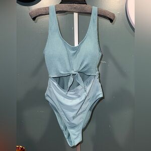 Revamped Aqua Ribbed One Piece Swimsuit